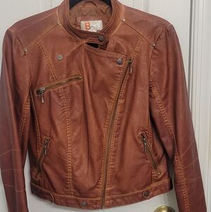 Brown Leather Biker Jacket